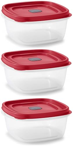 Bundle Rubber Maid Food Storage Containers 5 Cup Food Storage Containers 7 Peice Set, Red Easy Find Lids, 3 Containers, 3 Lids Chalk Pen And Chalk Labels - color: Red, size: 5 Cup Pack of 3