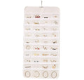 Wardrobe Jewelry Storage Bag, 15.7 Inch x 32.7 Inch 80 Pockets White Cloth Hanging Hangers Transparent Grids for Necklace Organizers (white)