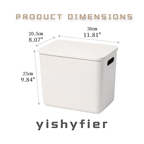 Yishyfier Plastic Storage Baskets With Lid Organizing Container Lidded Knit Storage Organizer Bins for Shelves Drawers Desktop Closet Playroom Classroom Office (4L, Light grey) - size: 4L