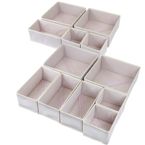 Fordonral 12 Pack Drawer Organizer Clothes, Foldable Fabric Dresser Organizer Closet Organizers and Storage Box for Underwear,Folded Clothes,Baby Clothing,Socks,Bra,Towels,Ties(12 Pack,Pink) - color: Pink, size: 12 Pack