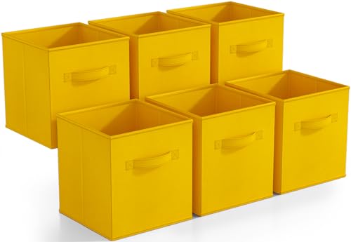 Sorbus Foldable Storage Cubes - 6 Fabric Baskets for Organizing Pantry, Shelf, Toy Box, Cubby, Closet Organizer - 11 Inch Collapsible Closet Organizers and Storage Bins (Dark Yellow 6 Pack) - color: Dark Yellow, size: 11 Inch
