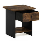Furinno Dario End Table/ Night Stand Storage Shelf with Bin Drawer, Amber Pine/Black, 1-Pack, Upper Bin - color: Amber Pine/Black, size: 1-Pack, Upper Bin