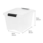 IRIS USA 19 Qt Stackable Plastic Storage Bins with Lids, 6 Pack - BPA-Free, Made in USA - Discreet Organizing Solution, Latches, Durable Nestable Containers, Secure Pull Handle - Pearl - size: 19 Qt, style: 6 Pack