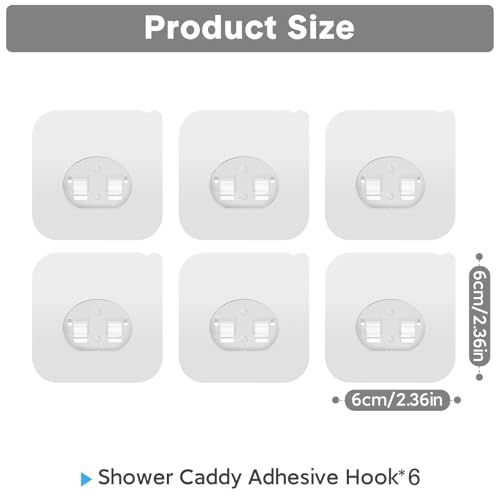 Shower Caddy Adhesive Replacement, Transparent Strong Adhesive Hooks, No Drilling, Waterproof, for Shower Caddy, Bathroom Storage Shelves and Kitchen Racks (Single*6pcs) - color: 6 Single