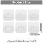 Shower Caddy Adhesive Replacement, Transparent Strong Adhesive Hooks, No Drilling, Waterproof, for Shower Caddy, Bathroom Storage Shelves and Kitchen Racks (Single*6pcs) - color: 6 Single