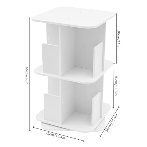 LYNICESHOP 2-Tier 360° Rotating Bookshelf, Compact Standing Bookcase, Small Corner Storage Solution (White) - color: White