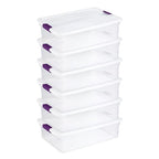 Sterilite 32 Qt ClearView Latch Storage Box, Stackable Bin with Latching Lid, Plastic Container to Organize Clothes Underbed, Clear Base, Lid, 6-Pack - size: 6 Pack, style: 32 Quart