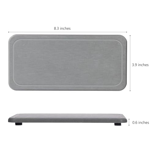 NiuYichee 2 Pcs Water Absorbing Stone Trays, Kitchen/Bathroom Sink Soap Dish, Diatomite Tray Used for Hand Soap & Cosmetic Bottles in The Modern Home, 4" W x 8.3" L, Gray - color: Gray, size: 8.3" x 4" with groove