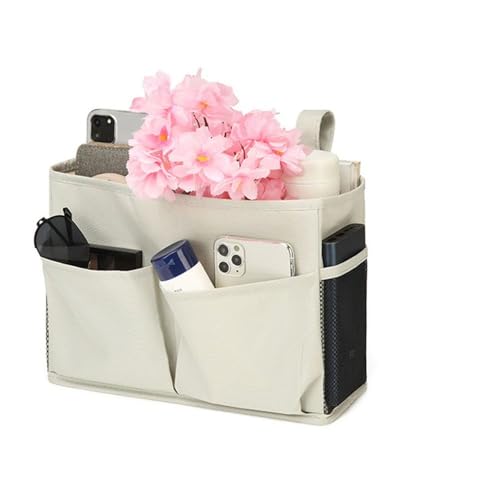 Bedside Storage Organizer Bag Phone Book Magazine Holder Pockets Hanging Storage Bag Sofa Side Pouch Bag(Black) - color: Black