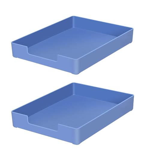 Letter-Size Tray, 2 PCS A4 Plastic Stackable Paper Tray, Desk Drawer Organizer for Office, School, Home Storage (2X Blue) - color: 2x Blue