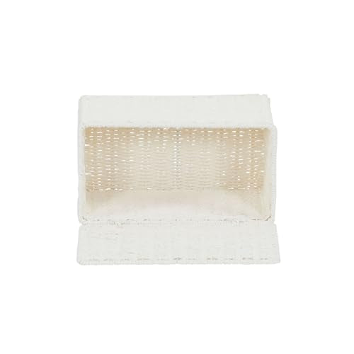 Household Essentials Small Handwoven Paper Rope Wicker Basket with Lid, White (Pack of 6) - color: White, size: Small (Pack of 6)