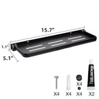 DEAYOU 2 Pack Folding Wall Shelf for Bathroom, 90° Fold Up Floating Shelf, Wall Mounted Drop Down Metal Shelves for RV, Campers, Laundry Room, Toilet Room, Kitchen, Waterproof, Space Saving, 15.7"