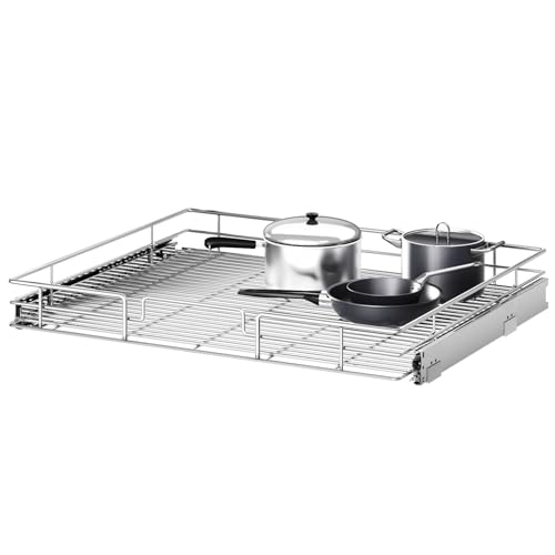 Pull Out Cabinet Organizer 25½" W x 21½" D, Heavy Duty Cabinet Pull Out Shelves, Slide Out Drawers Organization for Kitchen Cabinets Bathroom - color: 1 Tier, size: 25½"W x 21½"D
