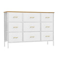 VASICAR Wide TV Stand Modern TV Console, 9 Drawers Dresser for Bedroom, Fabric Storage Cabinet, Chest of Drawers for Closet, Nursery, Living Room（Classic White） - color: White-retro Top