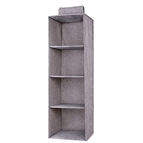Tinyuet Hanging Closet Organizer, 4-Shelf Collapsible Hanging Closet Shelves, Hanging Organizer for Closet & RV, 31.5" H X 10.6" W X 10.6" D - Gray