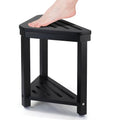 Boulphia Shower Foot Rest 14in, Acacia Wood Shower Stool for Shaving Legs (Black) - color: Black
