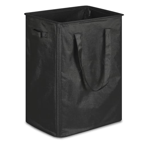 efluky Slim Laundry Basket, Narrow Laundry Hamper with Handles, Collapsible Dirty Clothes Hamper, Tall Laundry Bin for Laundry Room, Dorm and Bedroom, 90L Black - color: Black, size: 90L without Lid