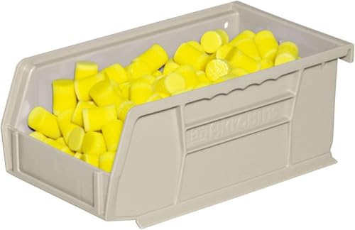 Akro-Mils 30220 AkroBins Plastic Storage Bins, Space-Saving Stackable Bins for Garage, Pantry, Craft Organization, 7" x 4" x 3", Stone, 24-Pack - color: Stone