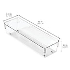 iDesign Recycled Plastic Drawer Organizer, Set of 2, The Linus Collection – 4" x 16" x 3", Clear Bins - size: 4 x 16 x 3, style: Pack of 2