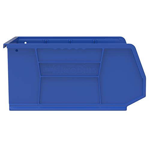 Akro-Mils 30250 AkroBins Plastic Storage Bins, Space-Saving Stackable Bins for Garage, Pantry, Craft Organization, 15" x 16" x 7", Blue, 6-Pack - color: Blue