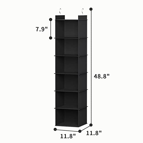 YOUDENOVA Hanging Closet Organizer, 6-Shelf Closet Hanging Storage Shelves, Black - color: Black, size: 6-Tier