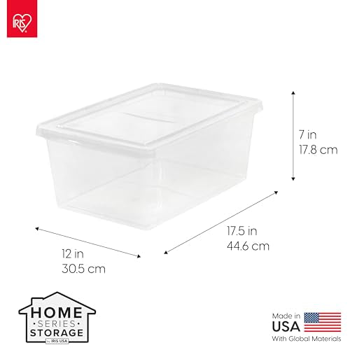 IRIS USA 12-Pack Storage Bins with Lids, 17 Quart, Shoe Boxes Clear Stackable Containers Organize Shoes Closet Shelves, Classroom Organization Teacher Tools, Game Storage - BPA-Free Plastic - size: 17 Qt, style: 12 Pack