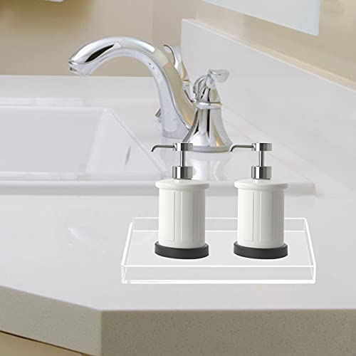 Bigfety Acrylic Bathroom Tray for Counter, Handmade Clear Trays Sturdy Organizer for Cup, Sponge, Soap, Plant (Medium, Clear) - size: 9.7" x 5.9" x 0.9"