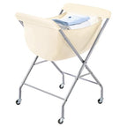 ELYKEN Laundry Cart with Wheels, 33”H Easy Rolling Laundry Hamper with Removable Liner Bag, Sturdy Metal Frame Clothes Basket with 4 Casters and 2 Brakes - color: Creamy, size: 25.6"L x 22"W x 33"H