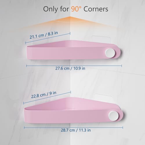 Sotfamily Plastic Shower Caddy Corner (For 90° Only), 4 Pack Adhesive Corner Shower Shelves for Bathroom Organizers and Storage, Pink - color: Pink, size: 4 Pack