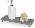 Kitchen Sink Caddy Water Absorbing Stone Tray For Sink, Diatomite Bathroom Countertop Tray Organizer, Faucet Stone Drying Mat Coaster Soap Dish Sponge Dispenser Holder (Grey) - color: Grey