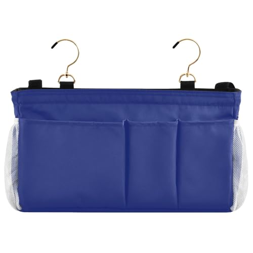 Blue Bedside Caddy Storage Bag Bedside Organizer for Bunk Bed Headboards College Organizer Caddy Hanging Shelf 6 Pockets with Hooks for Book Glasses Phone Holder - color: Royal Blue