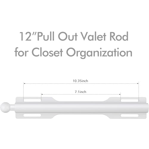 FIRJOY 12" Valet Rod for Closet Pull Out (1 Pack, White) - color: White, size: 1 Pack