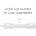 FIRJOY 12" Valet Rod for Closet Pull Out (1 Pack, White) - color: White, size: 1 Pack