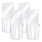 4 PCS Remote Control Holder, Wall Mount Self-Adhesive Transparent Media Organizer Universal No Drilling Storage Box Clear Remote Holder for Bedroom, Table, Nightstand