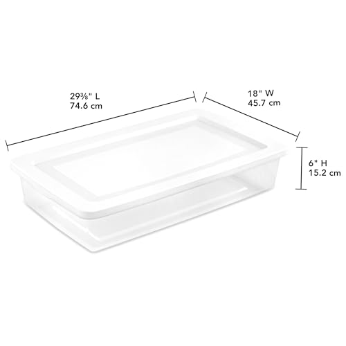 Sterilite 6 Pack Storage Box, 41 Quart Stackable Tote, Clear Plastic Container with Secure Snapping Lids for Home and Office Organization, White - size: 41 Quart, style: 6