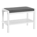 SONGMICS Shoe Rack Bench with Cushion Upholstered Padded Seat, Storage Shelf, Shoe Organizer, Holds Up to 350 lb, Ideal for Entryway Bedroom Living Room Hallway Garage Mud Room Gray and White ULBS65WN - color: Gray + White