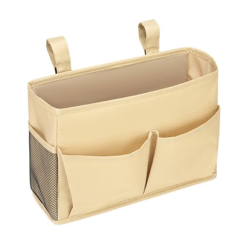 Bedside Storage Organizer Bag Phone Book Magazine Holder Pockets Hanging Storage Bag Sofa Side Pouch Bag(Black) - color: Black