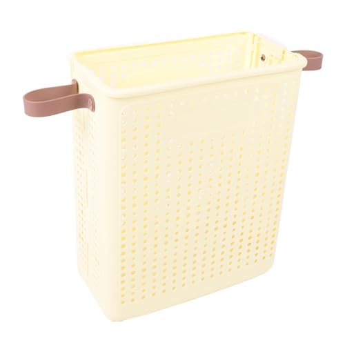 JTLB Slim Laundry Basket Foldable Space Saving Sturdy PP Plastic Narrow Clothes Hamper for Bathroom Corner Cream White (No Wheels) - color: No Wheels
