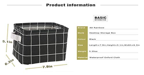 AARAINBOW 3 Packs Storage Basket Bins Canvas Mini Storage Cubes Storage Basket for Makeup, Toys Liners, Books Storage Baskets with Handles for Shelves & Desks(3 Black) - color: 3 Black