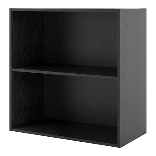 Homes: Inside + Out Apexa 2-Tier Cube Storage Organizer Shelves, Stackable Wood Bookcase Fits Cubby Bins for Organization, Dorm Teen Room Decor & Home Office, Black - color: Black, size: 2-Tier