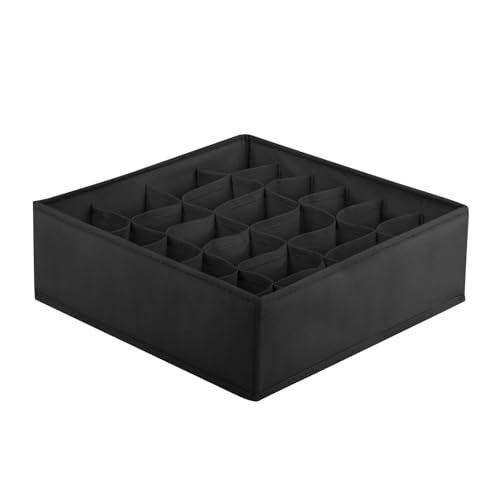 24 Grid Foldable Clothes Organizer Box,Wardrobe Storage Bin with PP Board Support,for Underwear, Socks, and T-Shirts,Black - color: Black, size: 24 Grid