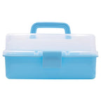 ANGELS CRAFT Clear Plastic Container 3 Layers Organizer Box - Ideal for Beads, Art Supplies, DIY Crafts, Jewelry and Small Items - 15 x 9 x 7.5” - size: 3 Layers - Blue, 15 Inch