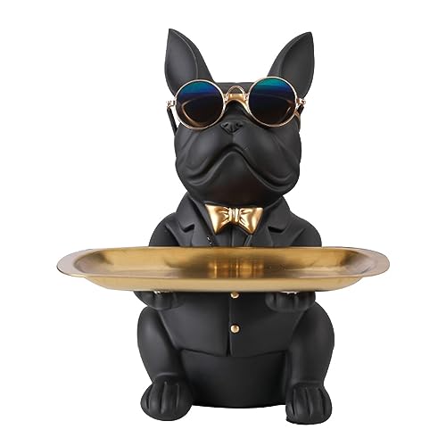 Key Bowl Key Tray Organizer Entryway Table, Coffee Table Decor Home Decoration Key Jewelry Organizer Tray, Dog Key Phone Coin Change Watches and Candy Entryway Tray (Color : Black) - color: Black