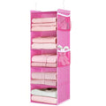 MAX Houser 5-Shelf Hanging Closet Organizer, Hanging Storage Shelves with 4 Side Pockets Space-Saving for Bedroom, Foldable (Pink) - color: Pink