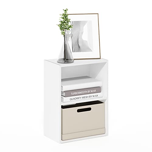 Furinno Luder Bookcase / Book / Storage, 2-Tier, White - color: White, size: 2-Tier, 9 x 16 x 21