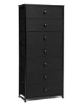 Crestlive Products Tall Dresser, 7-Drawer Wide Fabirc Storage Tower, Chests of Drawers - Vertical Organizer Unit for Bedroom, Hallway, Entryway, Nursery, Wood Top, Closets with Handles (Black) - color: Black, style: Wide-7 Drawers