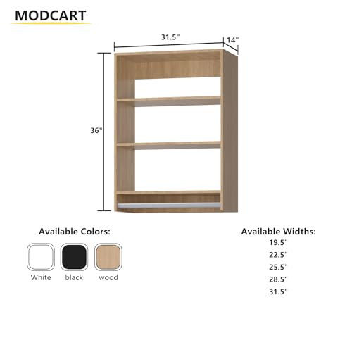 Medium Double Hanging Closet Unit, Modular Closet System, Wood Closet System Organizer with Storage for Walk In Closets, Clothing Rack Closet for Hanging Clothes, Bedroom, Wood, 31.5"W - color: Wood, size: 31.5" Wide, style: Medium Double Hanging