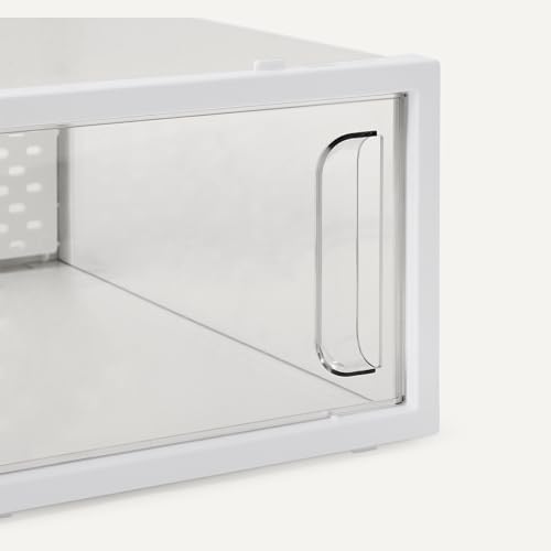Amazon Basics Stackable and Foldable Clear Shoe Storage Organizer Box, Medium, 12-Pack - size: Medium
