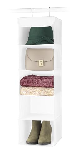 Whitmor 5 Section Closet Organizer - Hanging Shelves with Sturdy Metal Frame, White - color: White, size: 5 Section