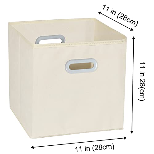 Fabric Cloth Storage Bins,Fabric Cube Organizer with Dual Handles Foldable Cube Storage Baskets for Home Bedroom Storage,Set of 6, Creamy-White - color: Creamy-white, size: 6 Pack